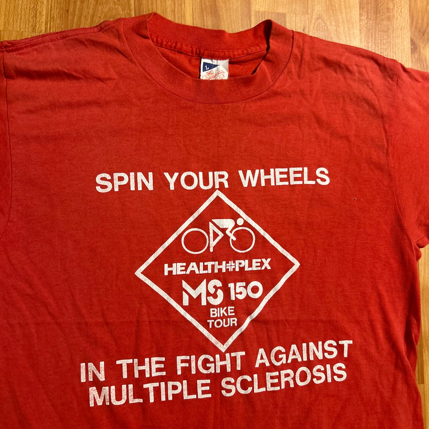 80's Champion Awards Multiple Sclerosis Biking Coca Cola Red Tshirt - Small - 19" x 25"