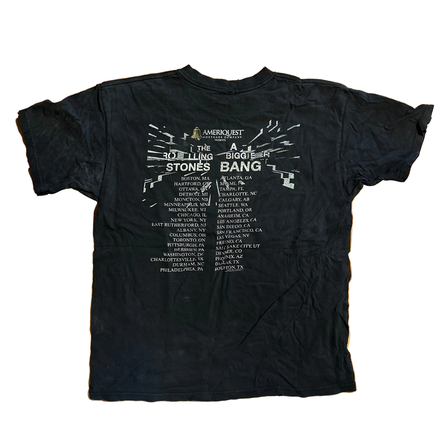 2005 The Rolling Stones A Bigger Bang Black Band Music Tour Tshirt - Medium - 21.5" x 27"o