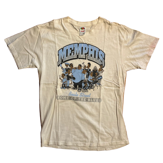 FOTL Memphis Beale Street Home of the Blues White Music Tshirt - Medium - 20.5" x 30.5"