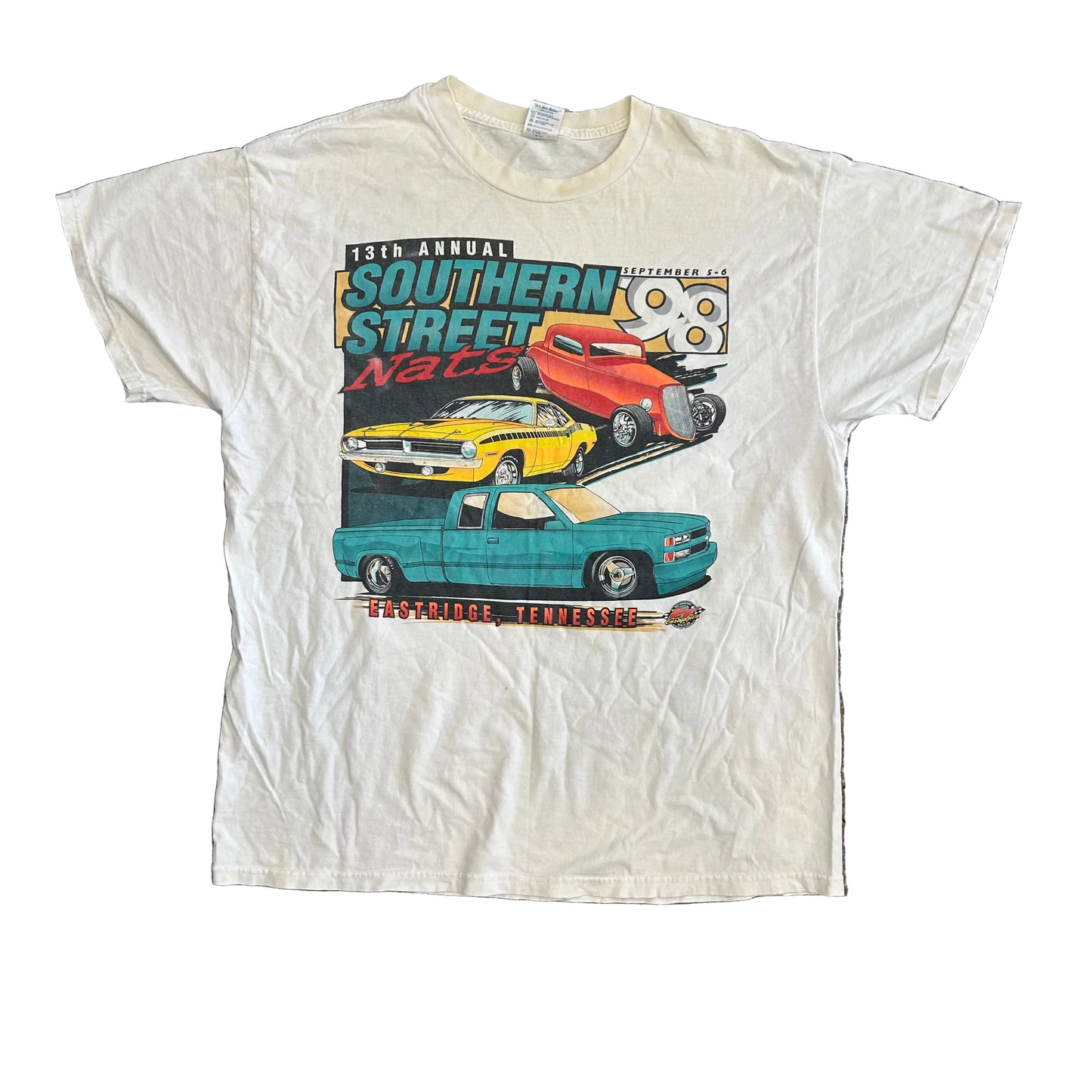 90’s Delta Southern Street Nats Cars White Tshirt - XLarge - 24" x 30"