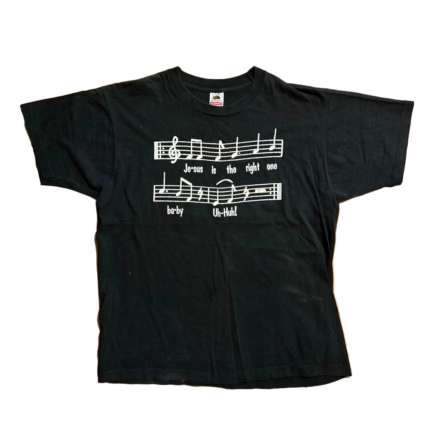 90’s FOTL Uh Huh Jesus Black Gospel Music Tshirt - Large - 22" x 28.5"