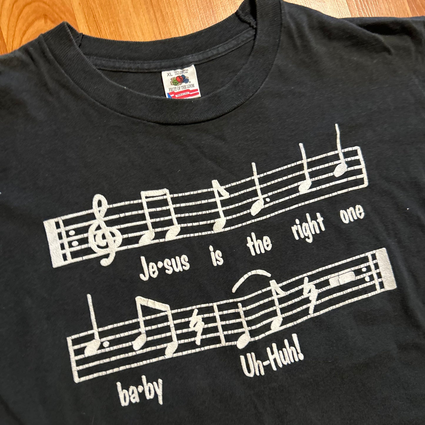 90’s FOTL Uh Huh Jesus Black Gospel Music Tshirt - Large - 22" x 28.5"