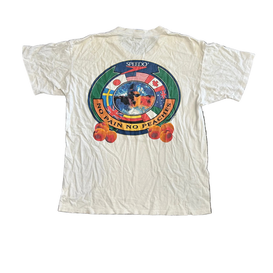90’s Speedo No Pain No Peaches White Tshirt - Large - 22" x 27"