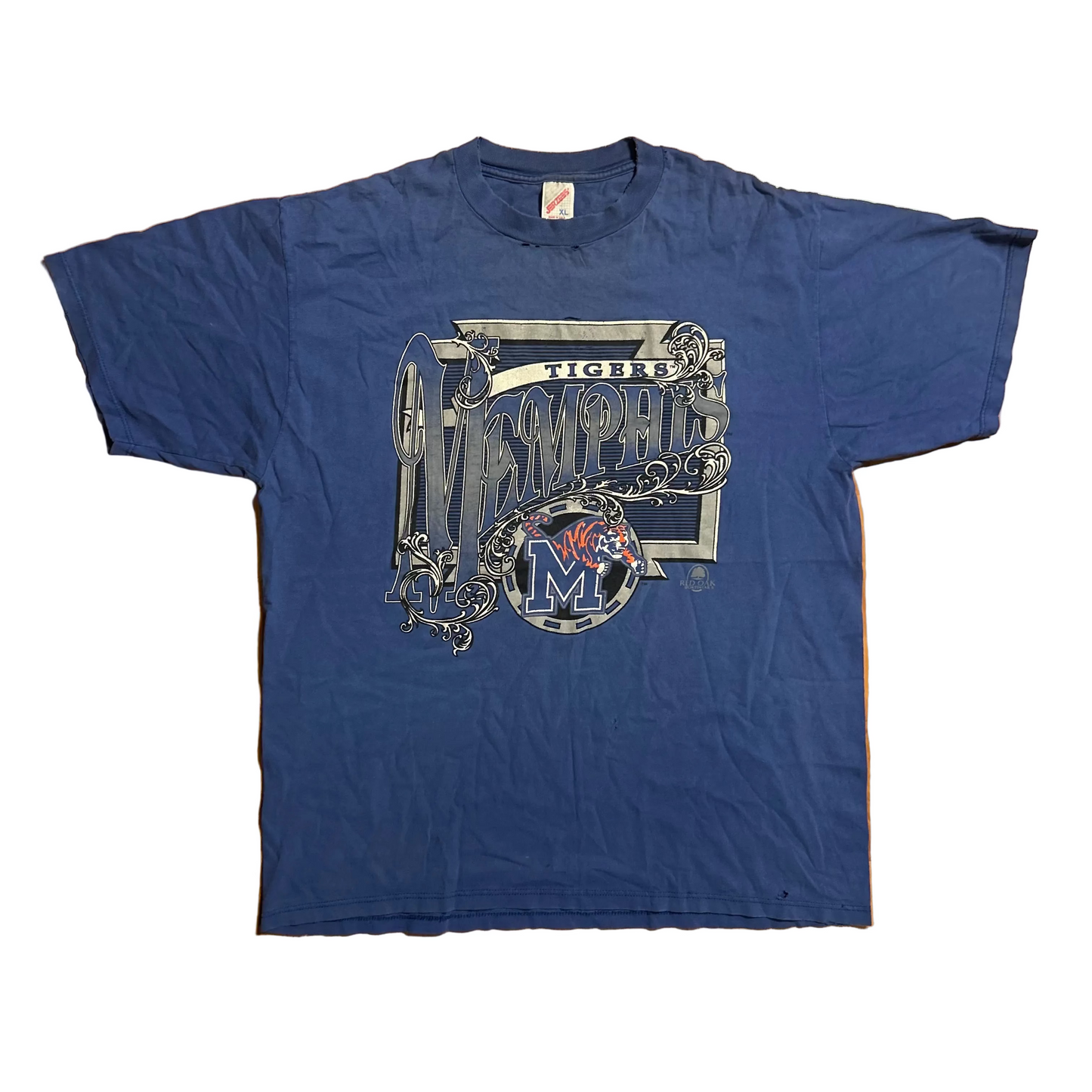 90's Jerzees Memphis Tigers University College Blue Tshirt - Large - 23" x 29"
