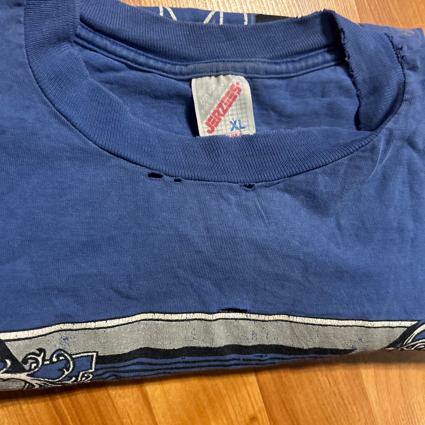 90's Jerzees Memphis Tigers University College Blue Tshirt - Large - 23" x 29"