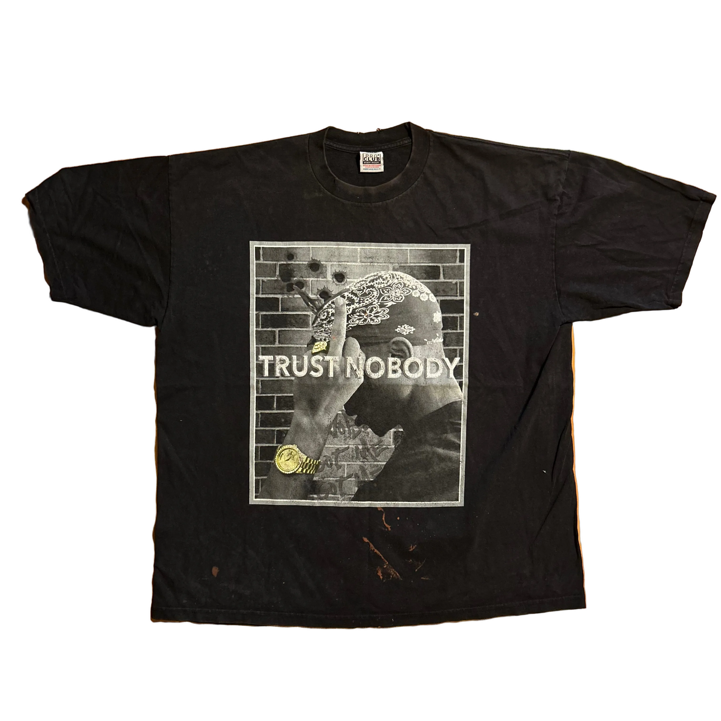 00's Pro Club Tupac Trust Nobody Black Tshirt - XLarge - 27" x 32.5"