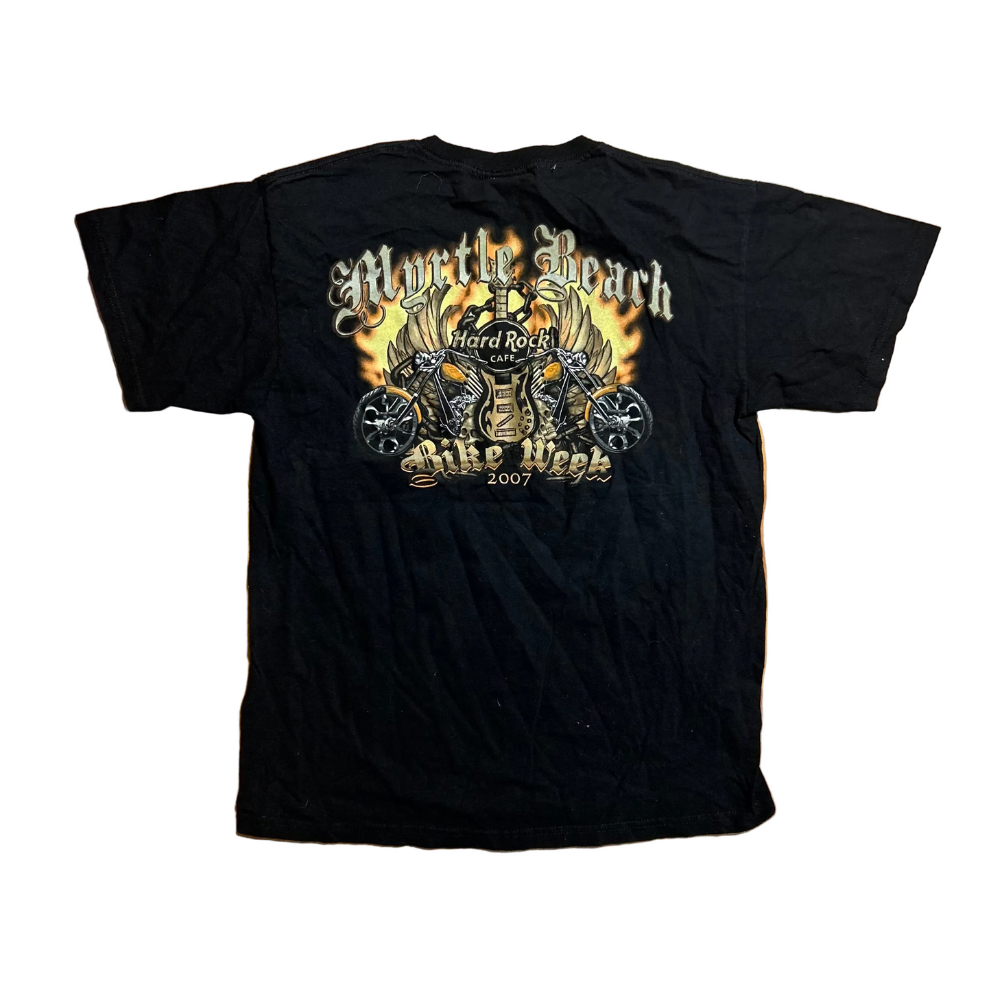 Hard Rock Cafe Bike Week 2007 Myrtle Beach Black Pocket Tshirt - Small - 19" x 26.5"