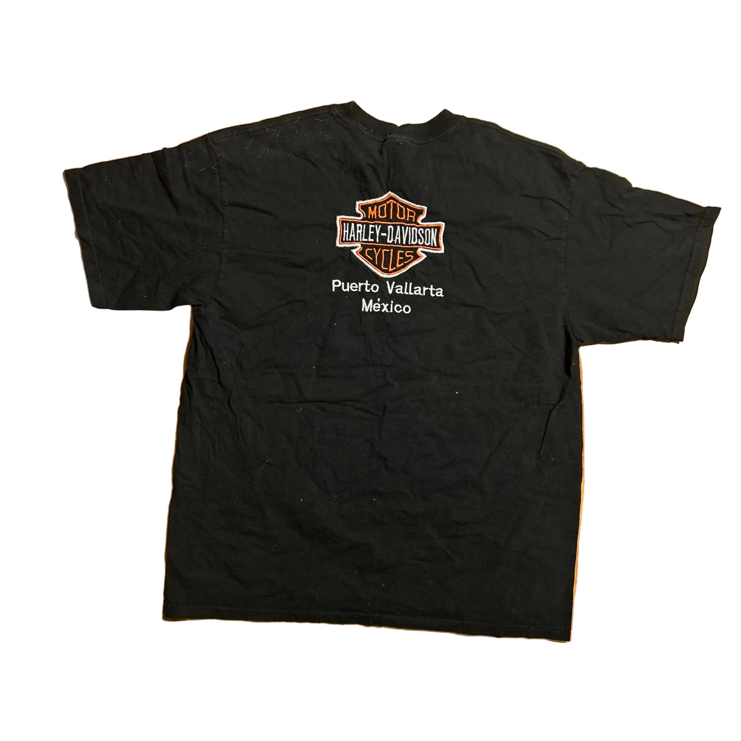 Yazbek Harley Davidson Motorcycles Black Embroidered Mexico Tshirt - Large - 22" x 28.5"