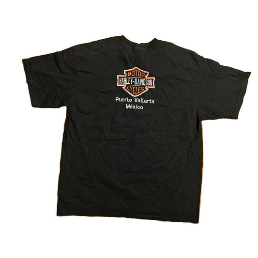 Yazbek Harley Davidson Motorcycles Black Embroidered Mexico Tshirt - Large - 22" x 28.5"
