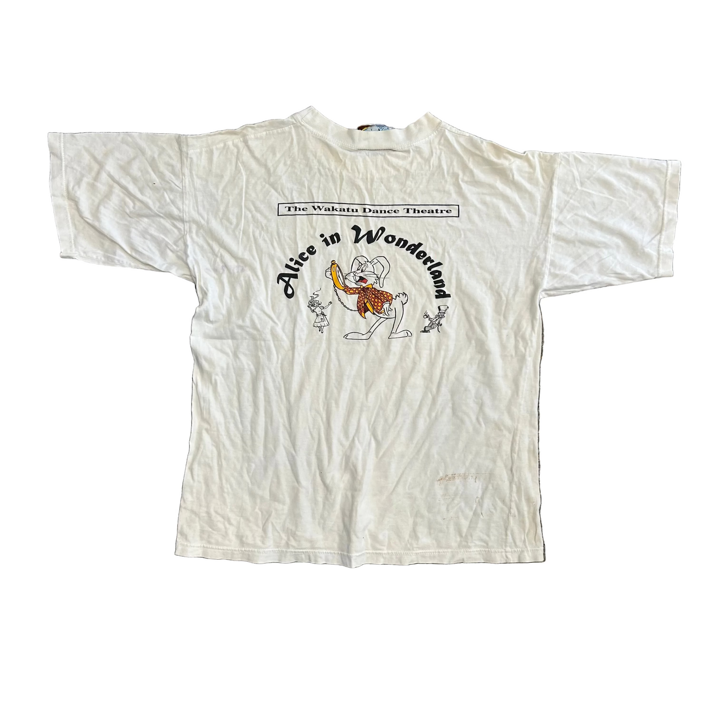 90’s Alice in Wonderland Bugs Bunny White Tshirt - Medium - 21" x 25"