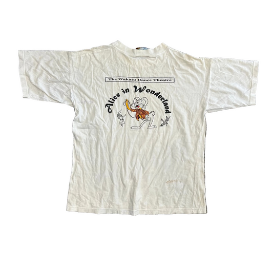 90’s Alice in Wonderland Bugs Bunny White Tshirt - Medium - 21" x 25"