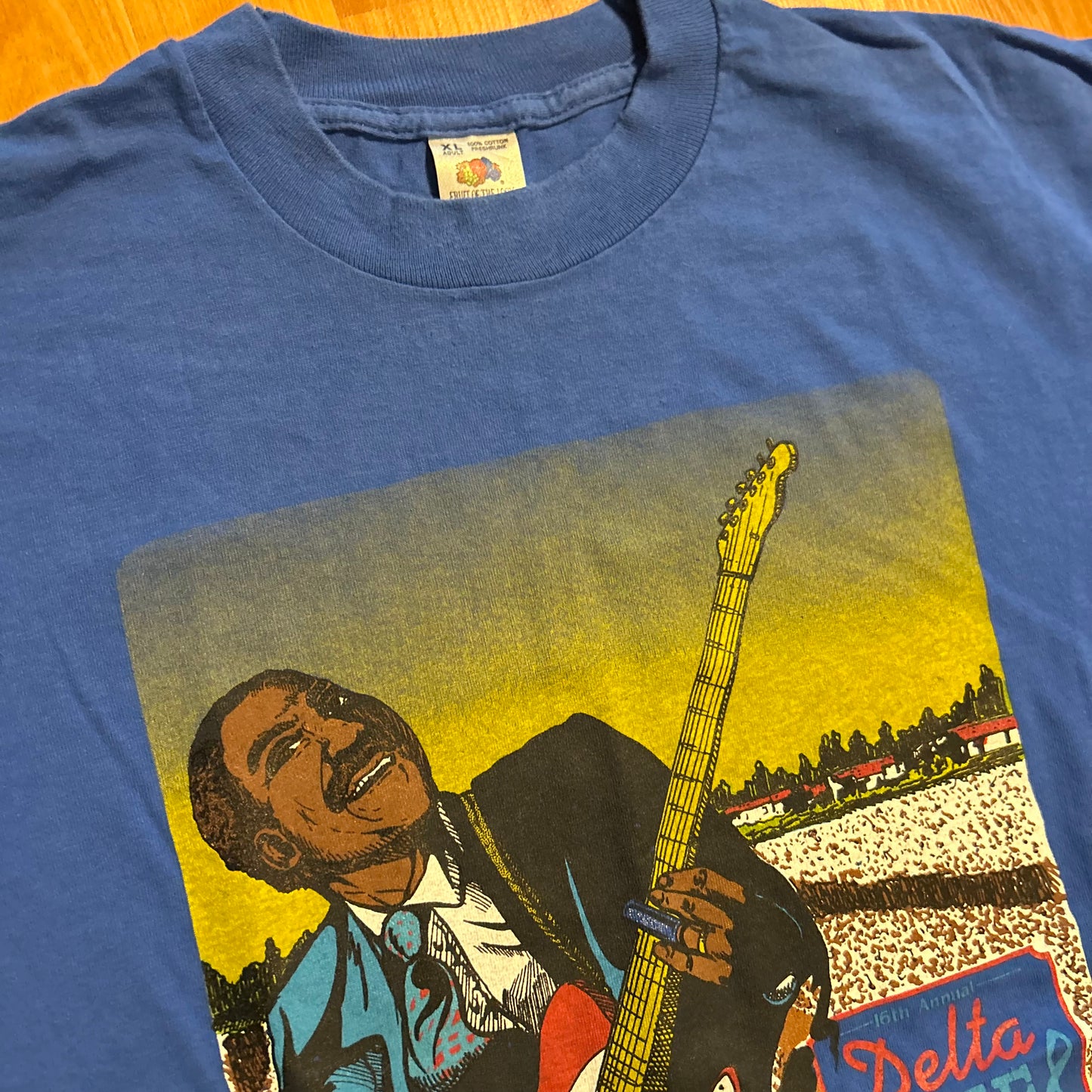 90’s FOTL Delta Blues Mississippi Music Blue Tshirt - Large - 22" x 30.5"
