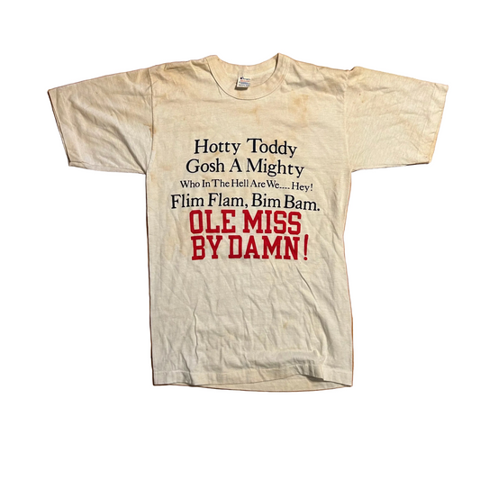 80's Champion Hotty Toddy Ole Miss White Tshirt - XSmall - 16.5" x 26.5"