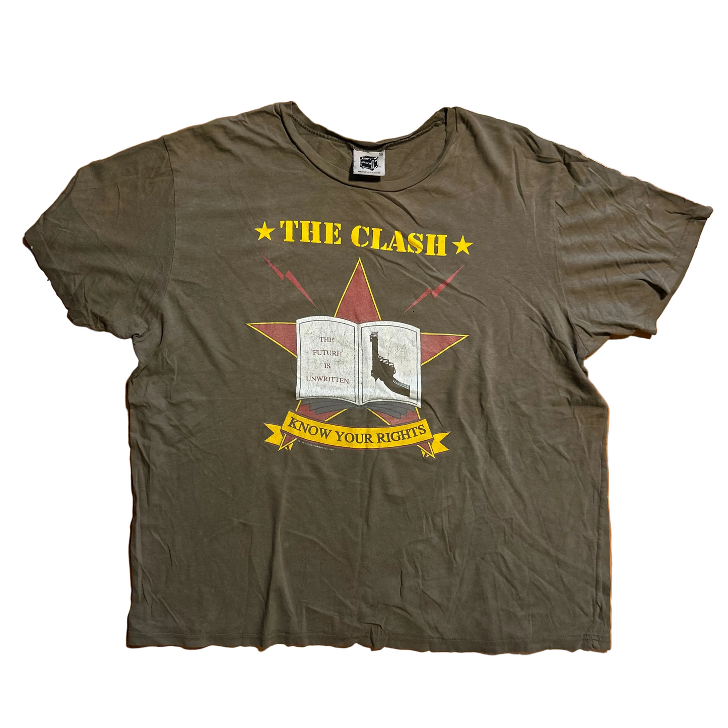 00’s The Clash Know Your Worth 1982 Combat Rock Green Band Music Tshirt - XLarge - 24" x 27"