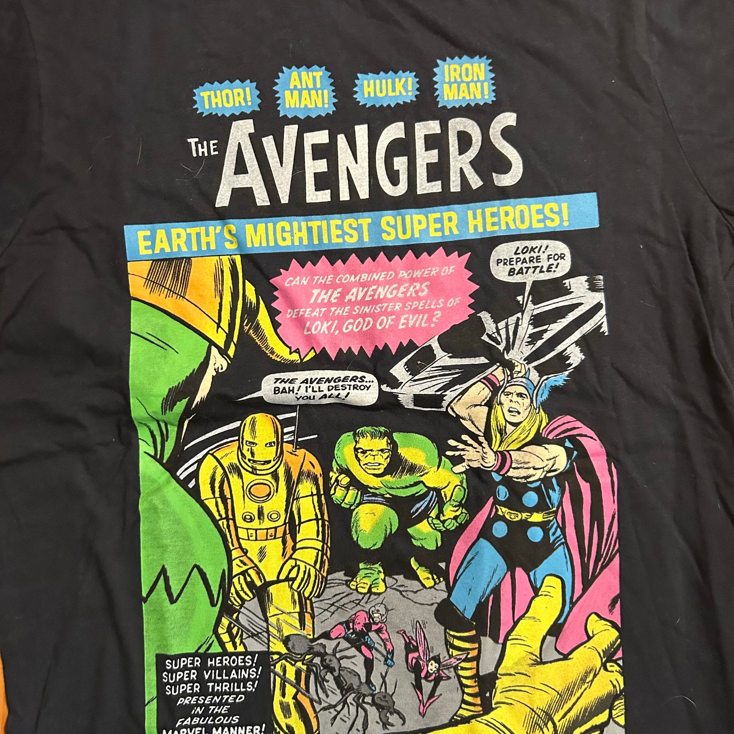 NWT Marvel Comics Avengers Cotton Poly Black Tshirt - Medium - 20" x 27"