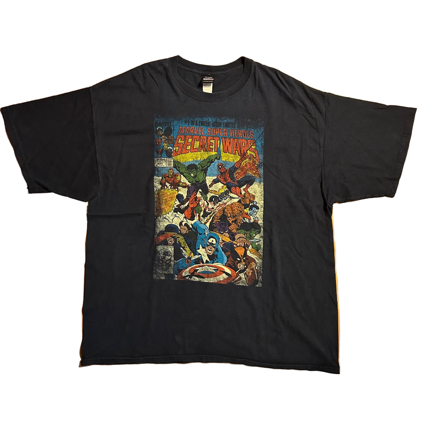 Marvel Comics Mad Engine Superheroes Secret Wars Avengers Black Cotton Tshirt - XLarge - 25" x 30"