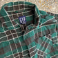 Gap Cotton Green Black Button Up Shirt - Large - 22" x 29"