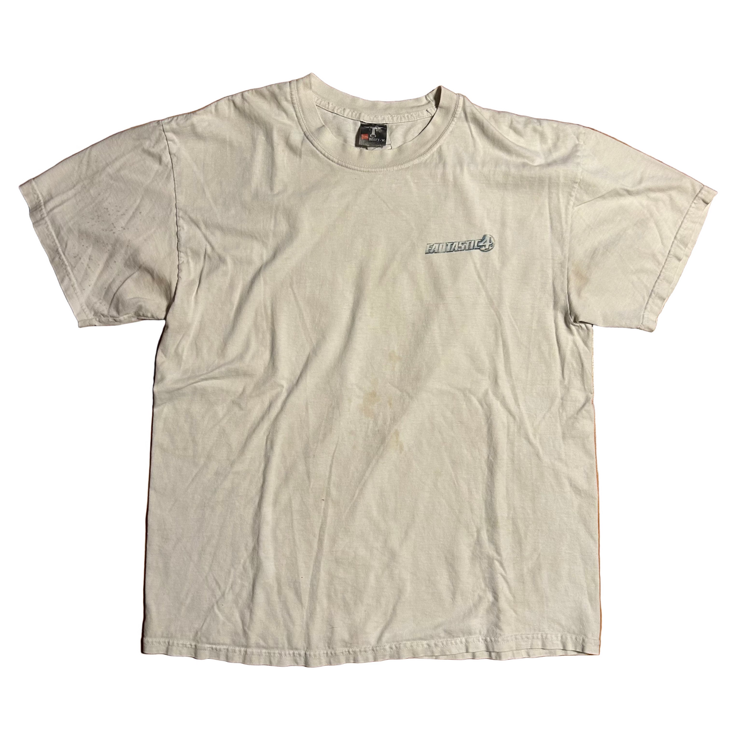 2005 Marvel Comics Hanes Beefy Fantastic 4 Movie Promo White Cotton Tshirt - Medium - 21.5" x 27"