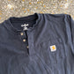 Carhartt Carphartt Black Quarter Button Up Pocket Tshirt - Medium - 21" x 29"