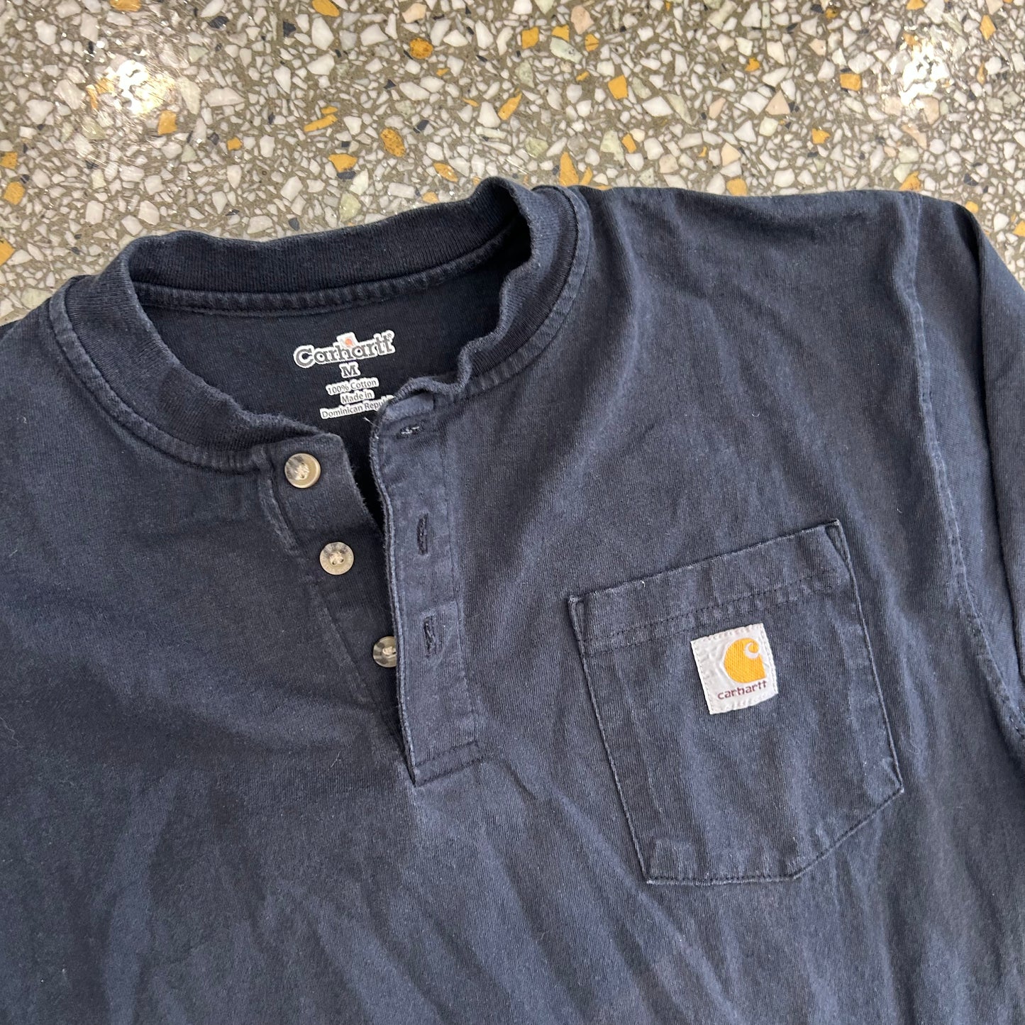 Carhartt Carphartt Black Quarter Button Up Pocket Tshirt - Medium - 21" x 29"