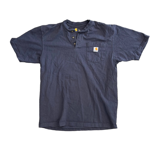 Carhartt Carphartt Navy Blue Pocket Quarter Button Up Tshirt - Medium - 21" x 28.5"