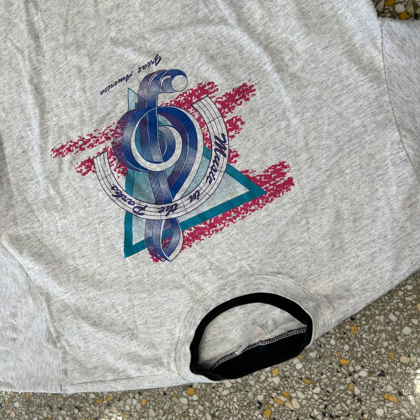 90’s Music in the Parks Grey Double Sleeved Tshirt - Medium - 21" x 33"