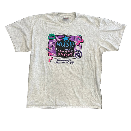 90’s Oneita Music in the Parks Grey Tshirt - Large - 22" x 29"