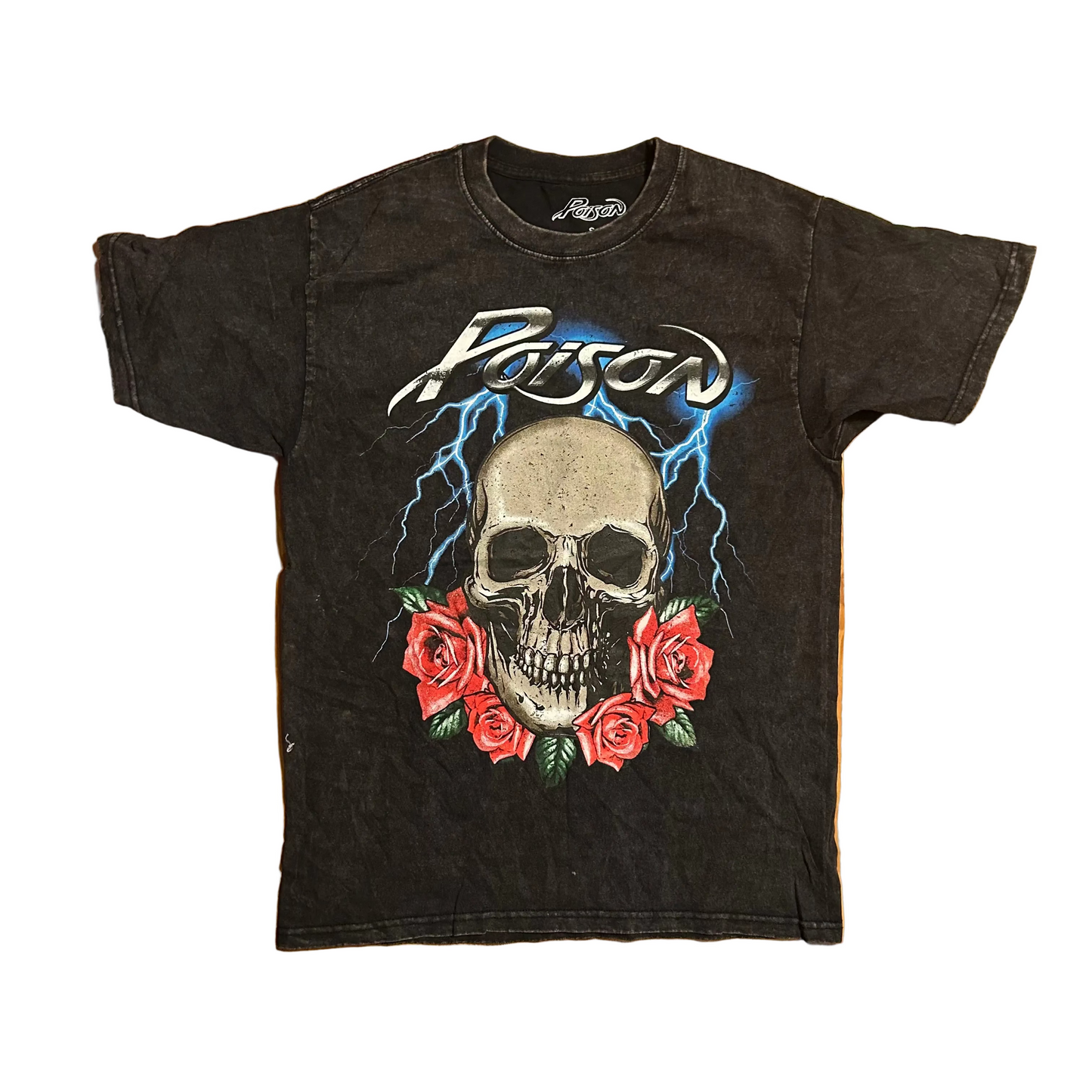Poison Skull Roses Black Tshirt - Small - 19" x 27"