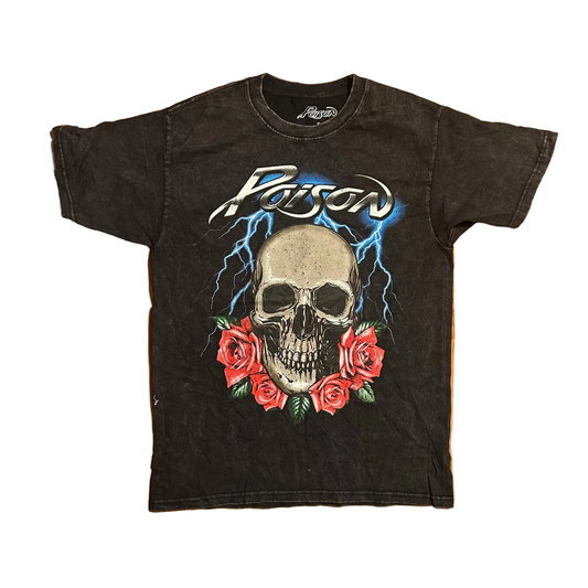 Poison Skull Roses Black Tshirt - Small - 19" x 27"