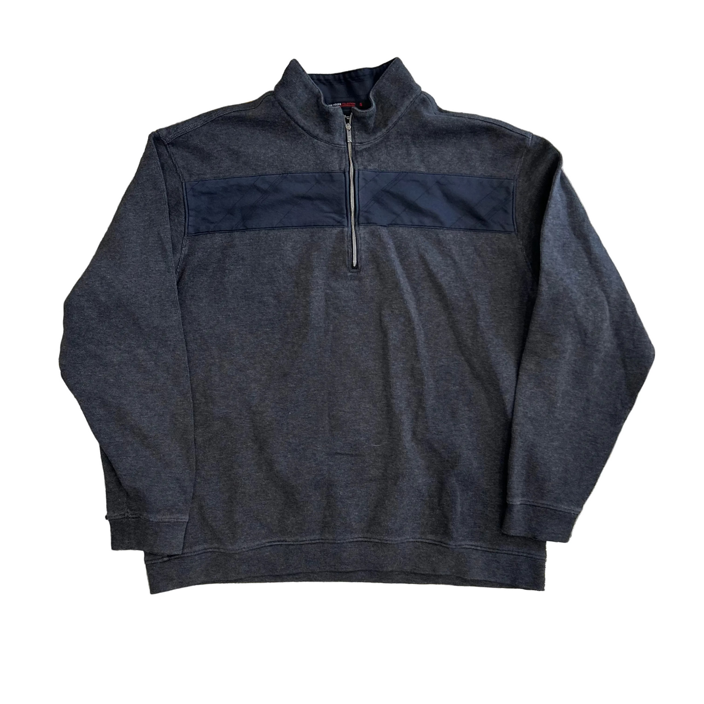 Tiger Woods Collection Grey Navy Quarterzip Sweatshirt - XLarge - 24" x 26"