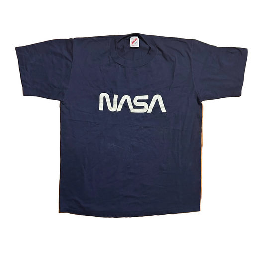 90's Jerzees NASA Space Navy Blue Tshirt - Medium - 20" x 26"
