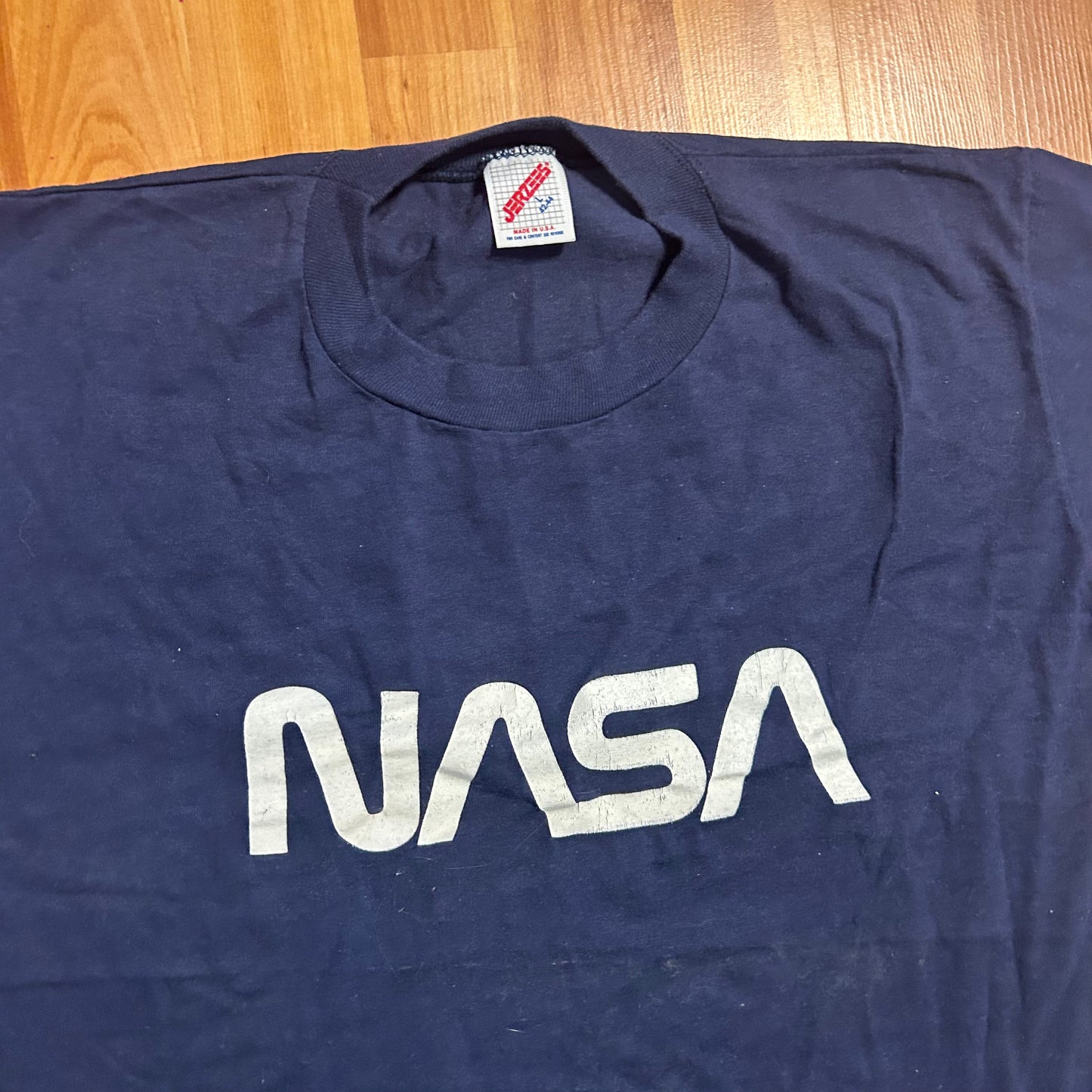 90's Jerzees NASA Space Navy Blue Tshirt - Medium - 20" x 26"