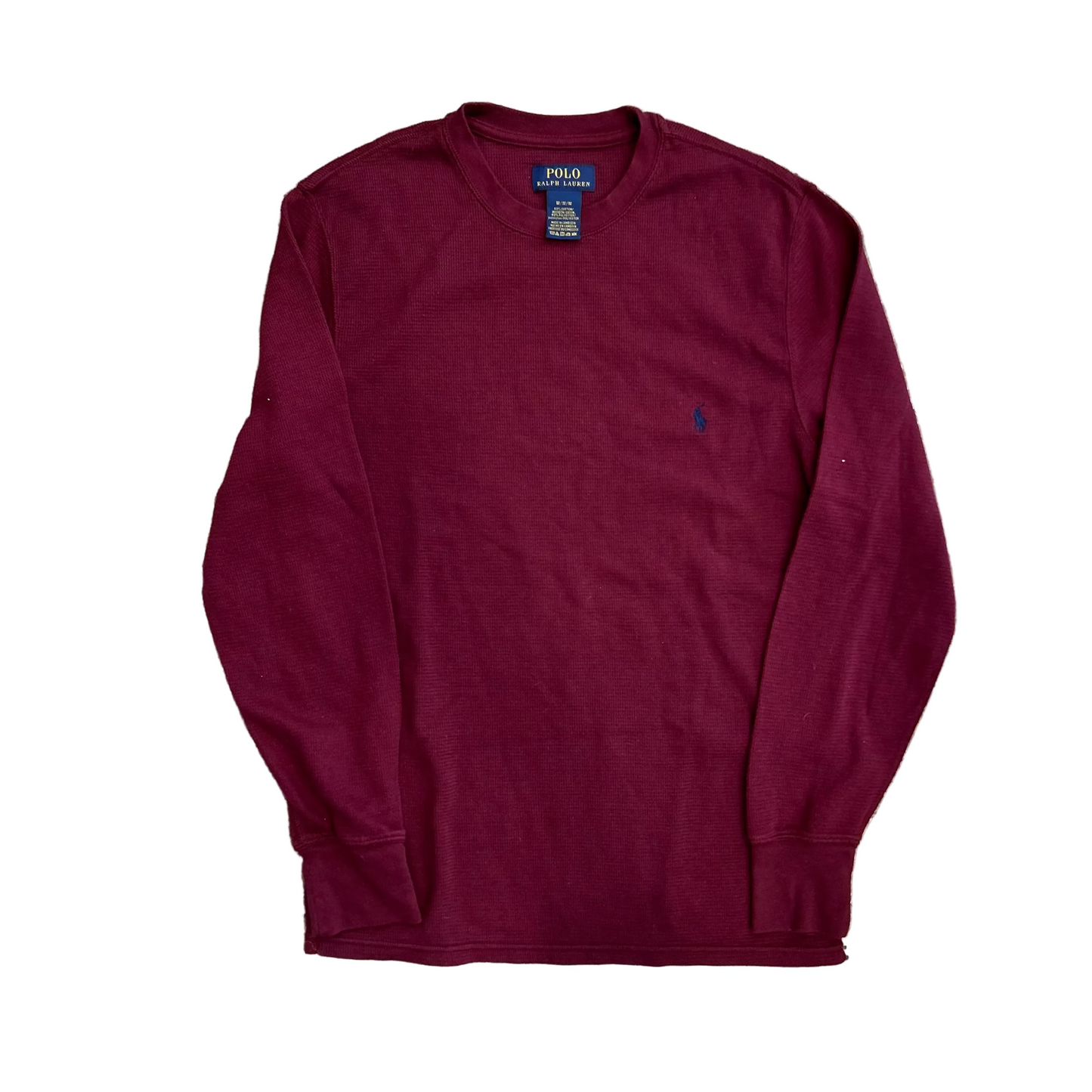 Polo Ralph Lauren Maroon Red Thermal Longsleeve Shirt - Small - 18.5" x 27"