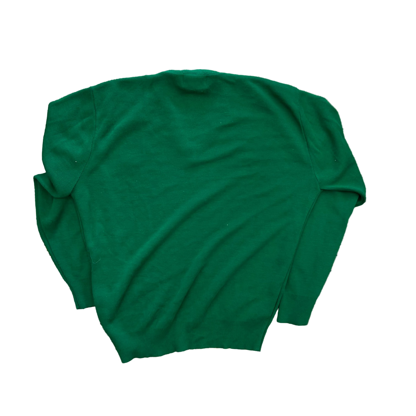 80’s McBriar Notre Dame Sports Medicine Green Acrylic VNeck Sweater - Medium - 21" x 24"