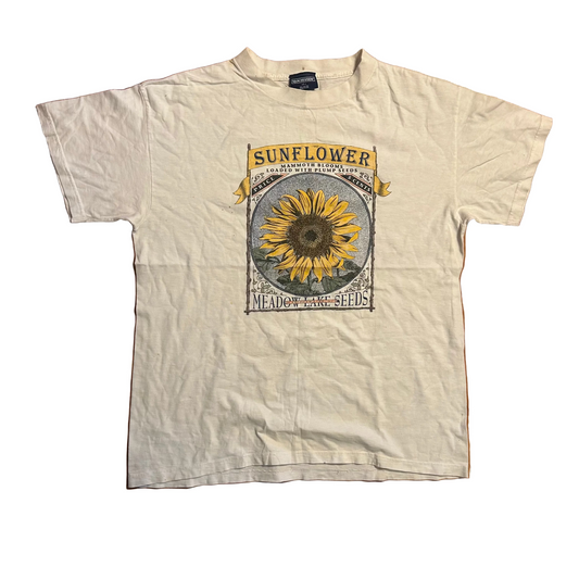 90's Van Heusen Sunflower New Jersey White Tshirt - Large - 23" x 29"