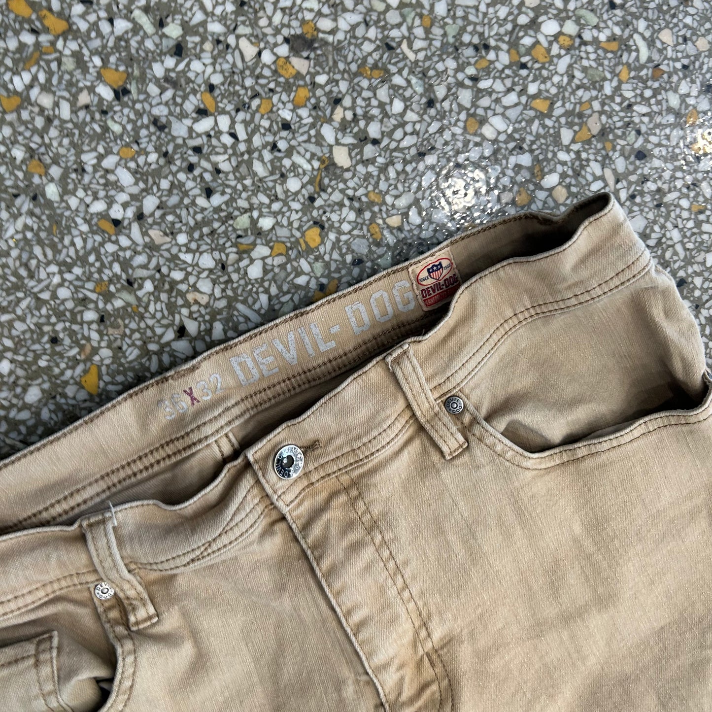 Devil Dog Sanforized Shrunk Slim Straight Brown Denim Pants - 34" x 29"