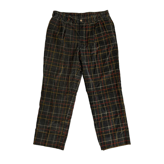 Bills Khakis Brown Plaid Corduroy Pants - 34" x 29.5"