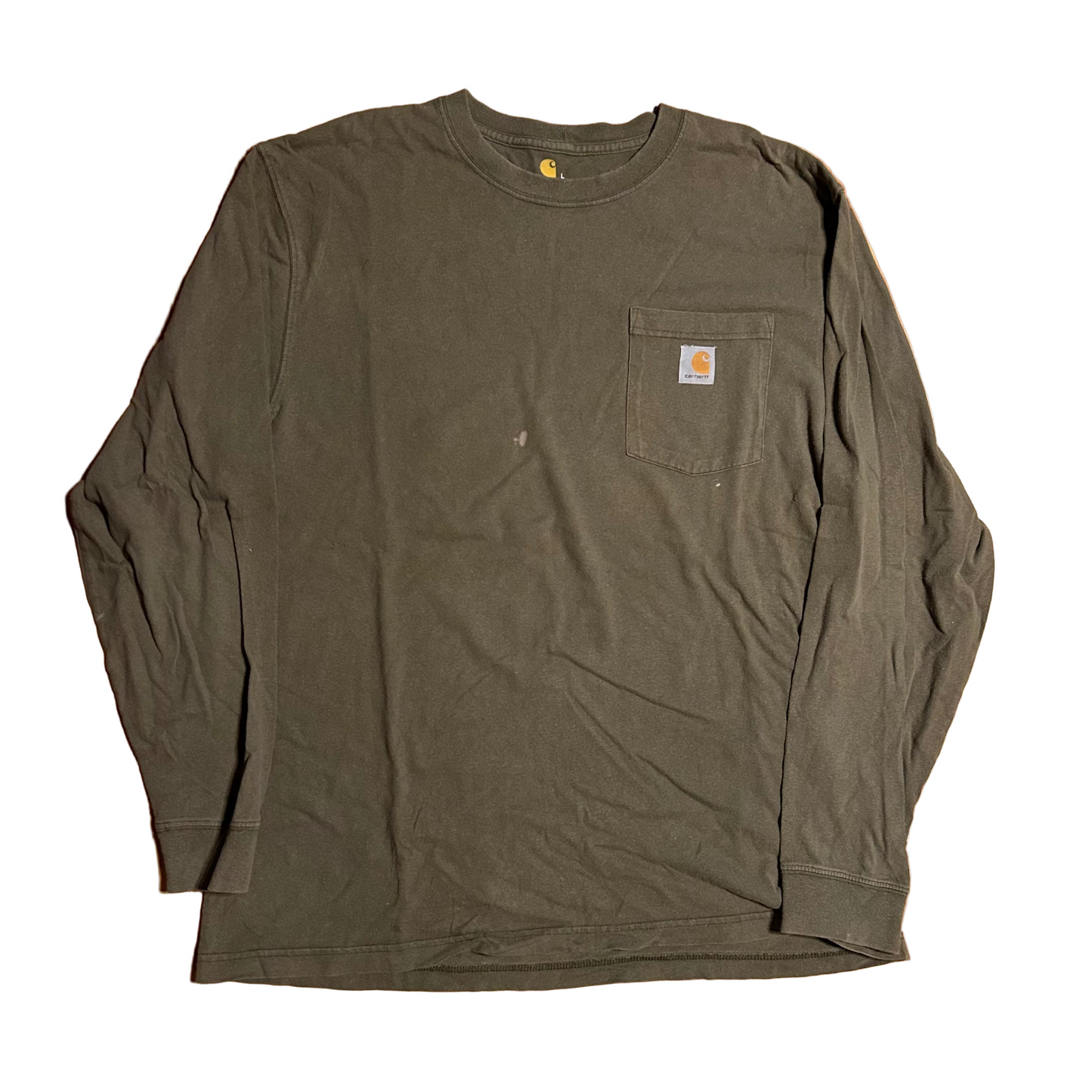 Carphartt Green Brown Carhartt Longsleeve Pocket Shirt - XLarge - 24" x 31"