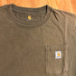 Carphartt Green Brown Faded Carhartt Pocket Tshirt - XLarge - 24" x 29"