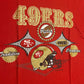 90's 1996 San Francisco 49ers Cotton Tradition Champions Team NFL Football Esleep Red Sleep Tshirt - XLarge - 24" x 35"