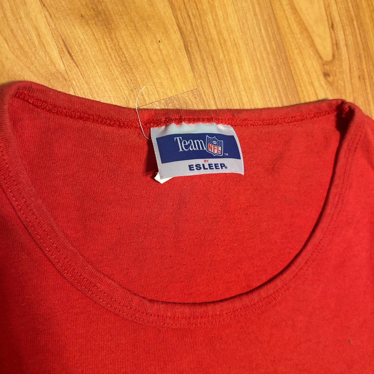 90's 1996 San Francisco 49ers Cotton Tradition Champions Team NFL Football Esleep Red Sleep Tshirt - XLarge - 24" x 35"