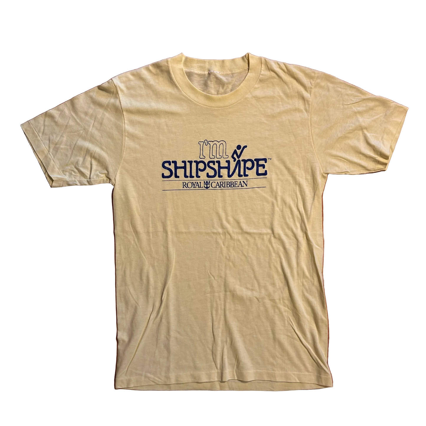 80's Royal Caribbean ShipShape Yellow Tshirt - Small - 18" x 28"