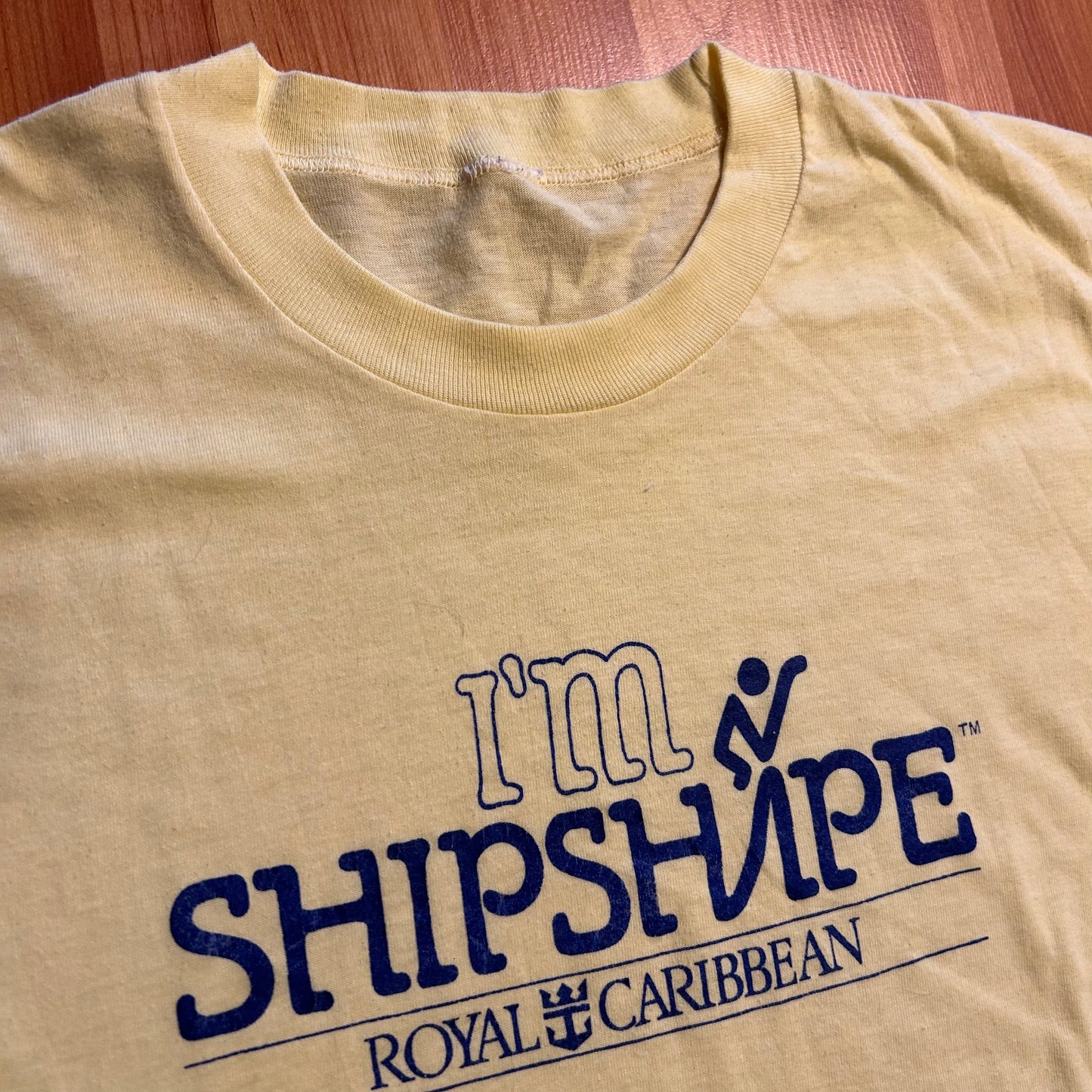 80's Royal Caribbean ShipShape Yellow Tshirt - Small - 18" x 28"