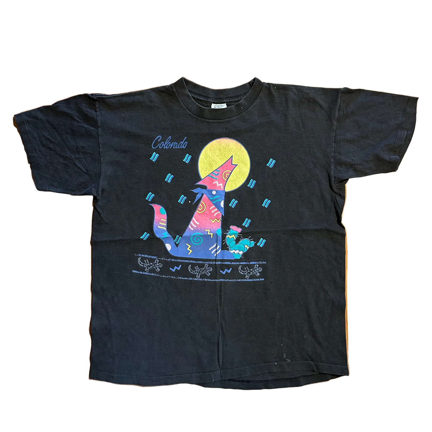 90's Colorado Howling Dog Black Tshirt - Medium - 21.5" x 25.5"