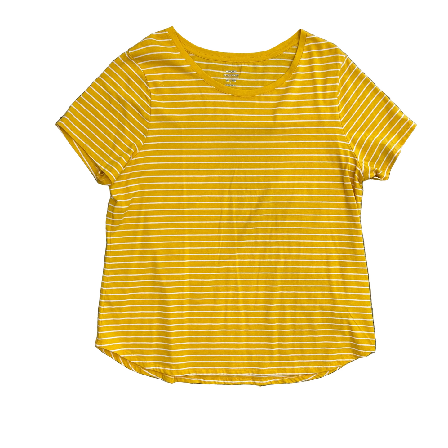 Old Navy Yellow Cotton Striped Tshirt - Medium - 21.5" x 28.5"