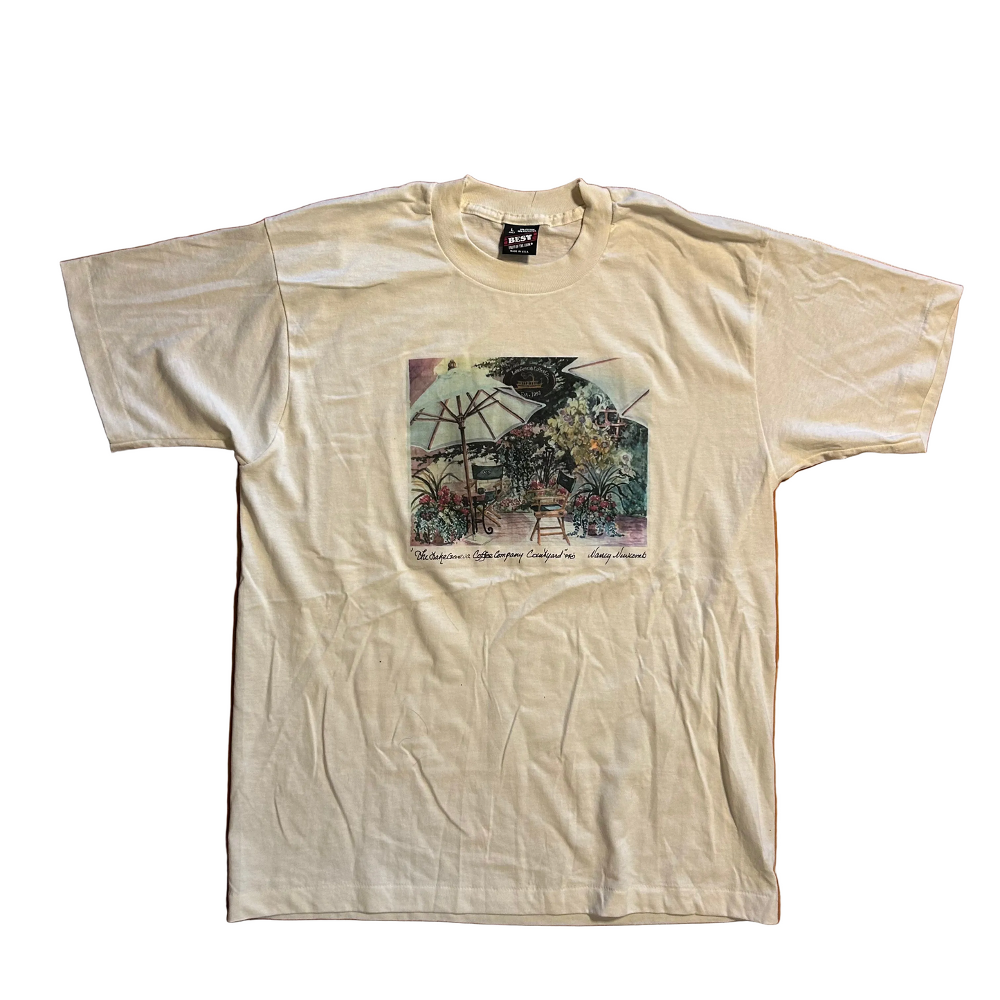 90's FOTL Best Lake Geneva Coffee Company White Tshirt - Medium - 21" x 29"