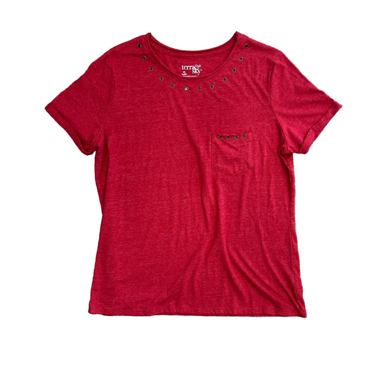 Terra Sky Red Cotton Poly Pocket Tshirt - Large - 22" x 27"