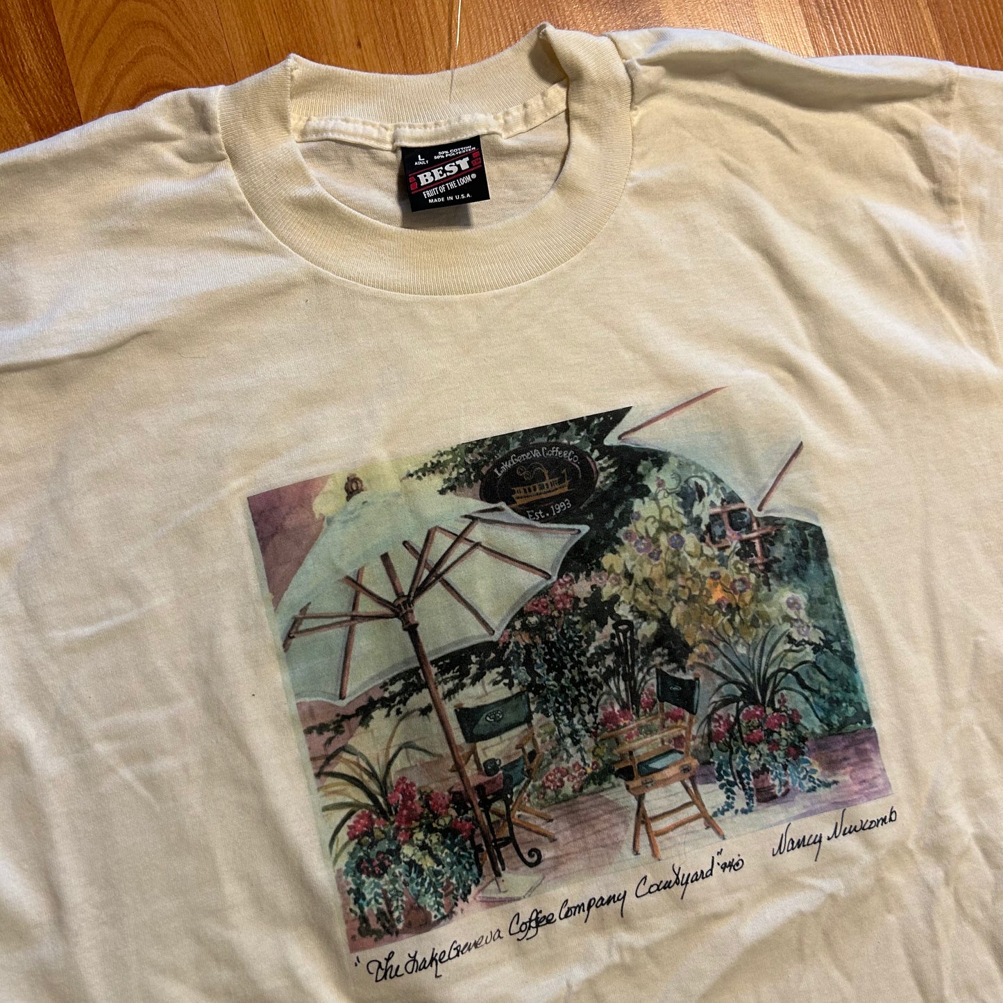 90's FOTL Best Lake Geneva Coffee Company White Tshirt - Medium - 21" x 29"