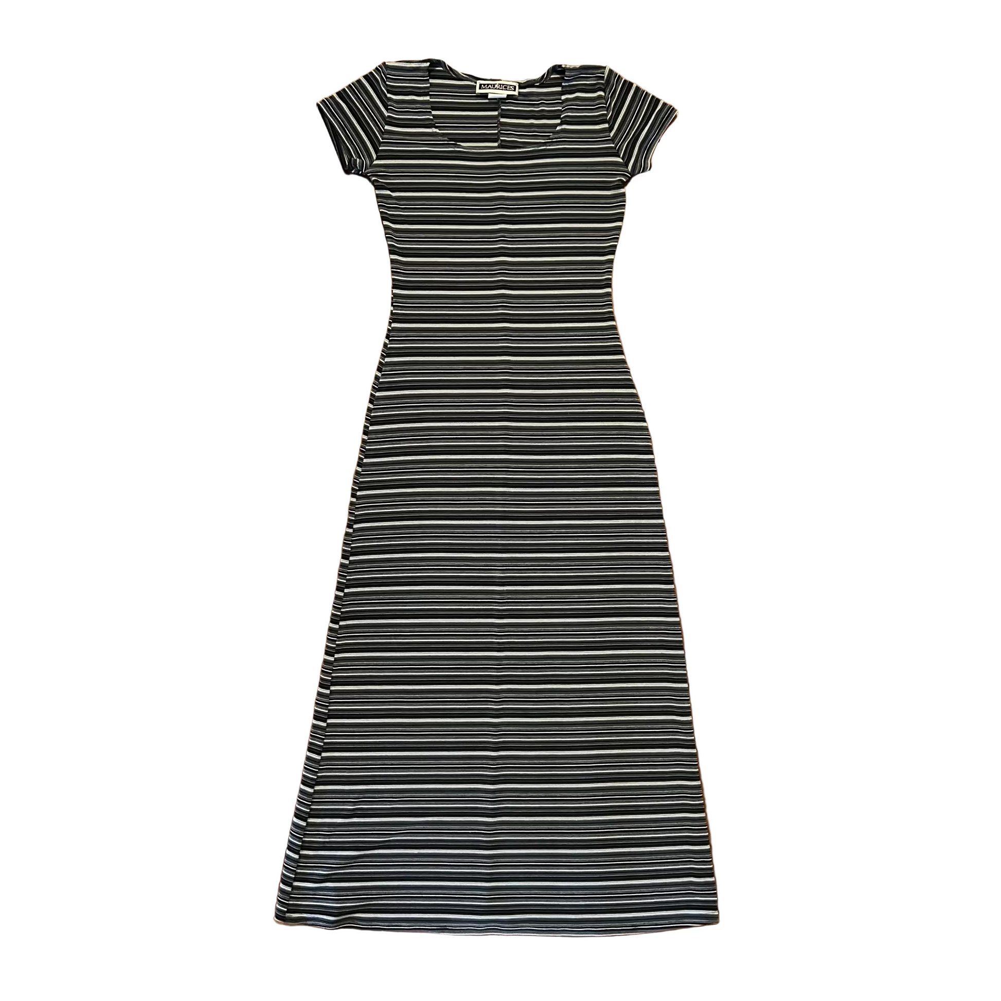 90's Maurices Striped Black Grey Nylon Dress - Tagged Small 90's Maurices Striped Black Grey Nylon Dress - Tagged Small