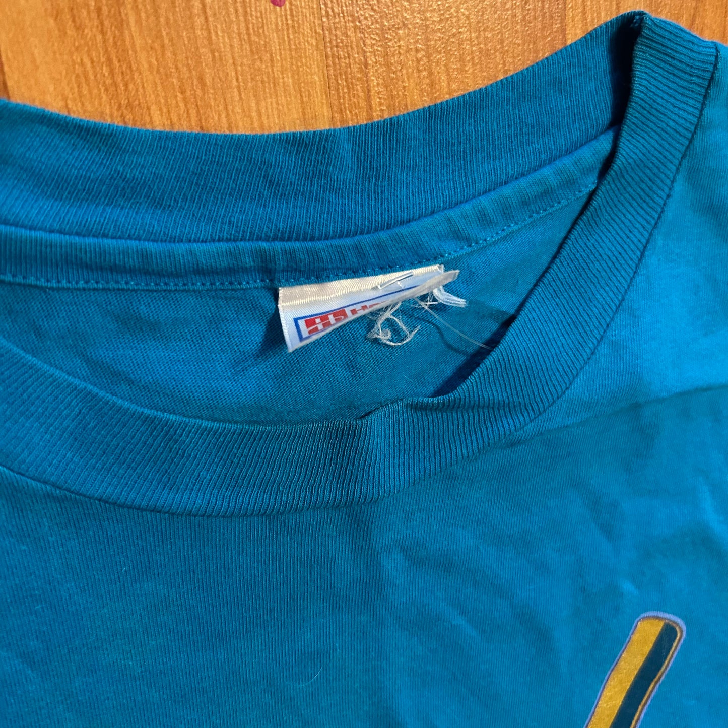 90's Hanes Beefy Crew Bermuda Royal Regatta Teal Blue Tshirt - Large - 23" x 31"